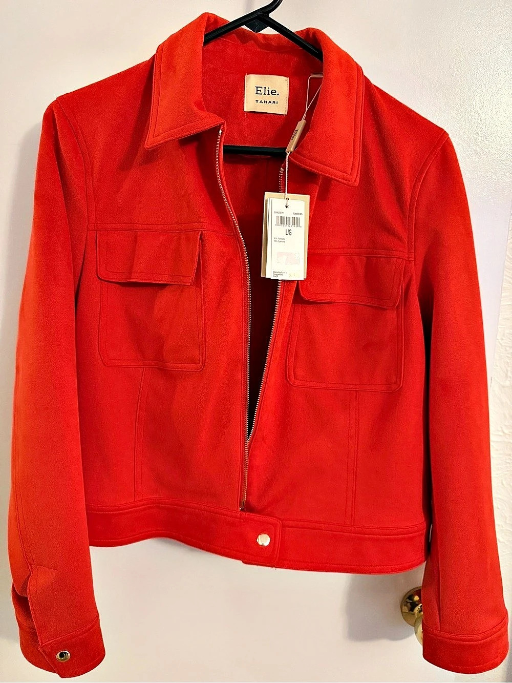 Elie Tahari Red Utility Jacket Size Large